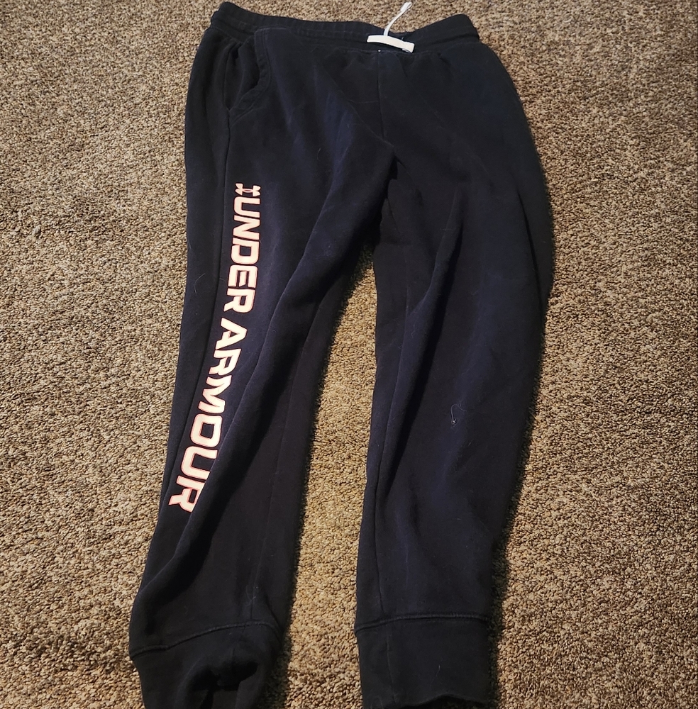 Under Armour Kids Black Joggers with Pink Logo